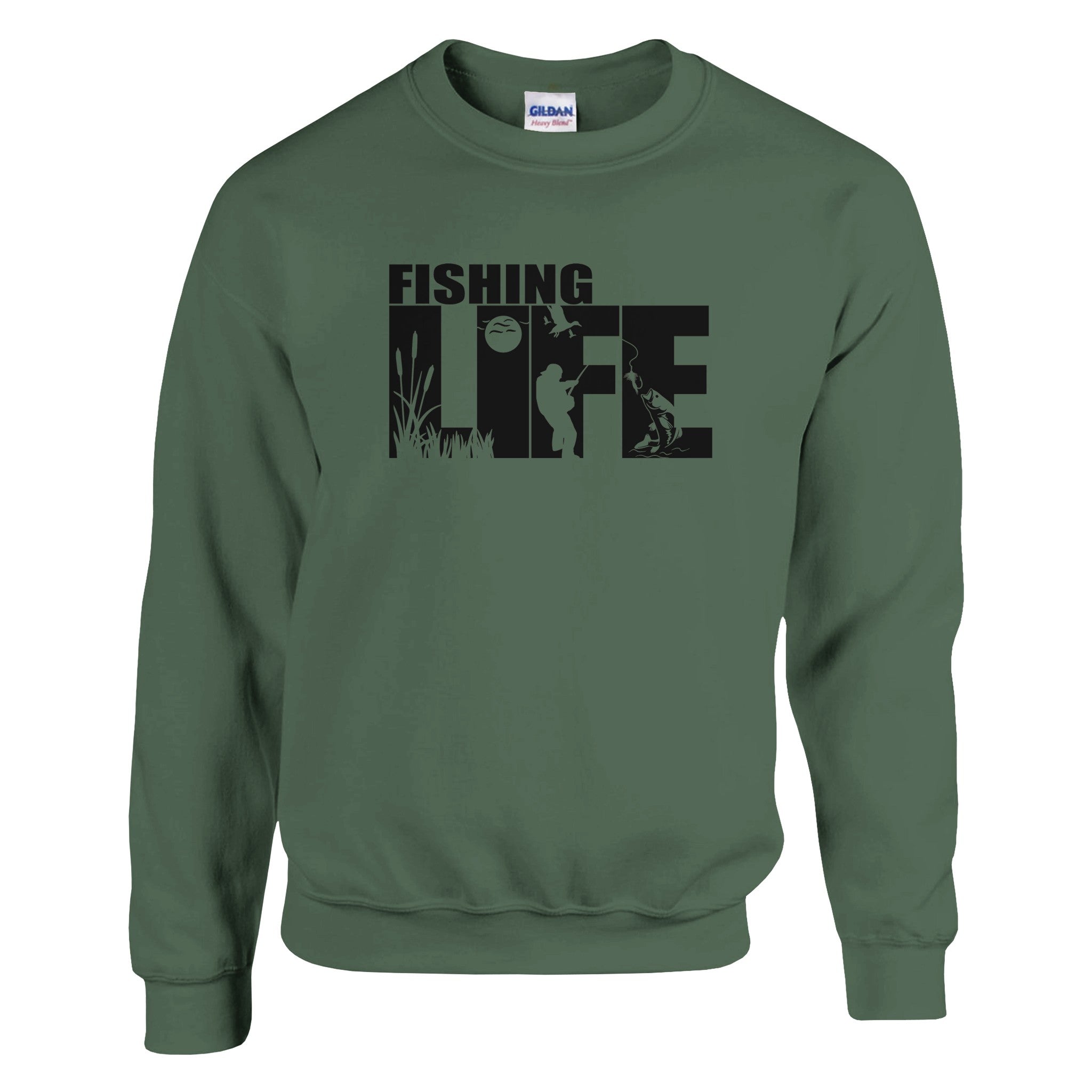 Fishing Life Heavy Blend Crewneck Sweatshirt for Fishing Enthusiasts