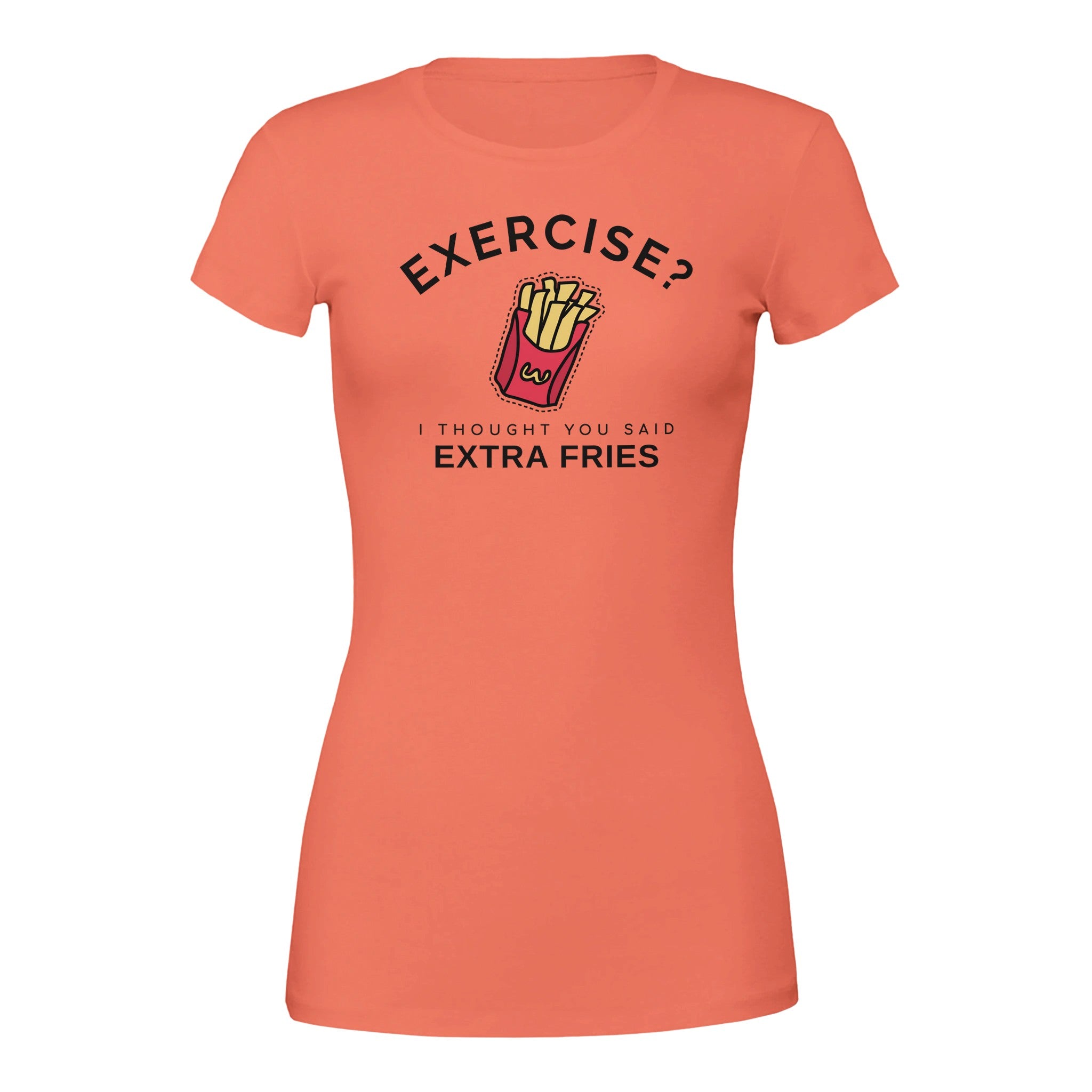 Exercise Extra Fries Women's Crewneck Tee – Comfy & Fun for Food Lovers