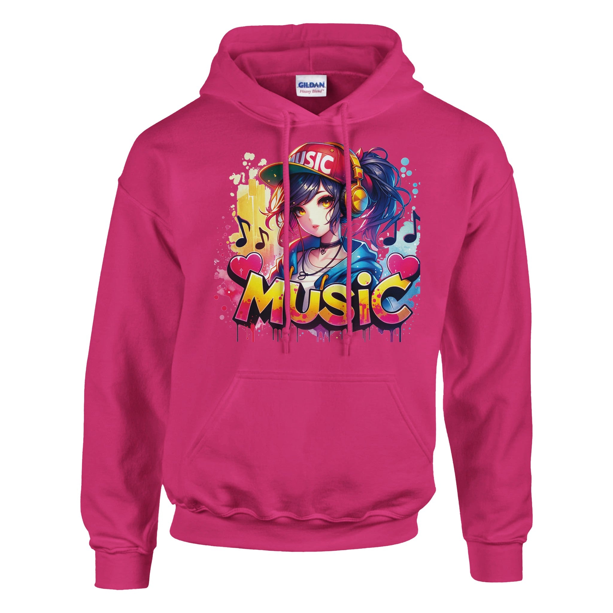 Music Vibes Graffiti Anime Girl Hoodie – Trendy Streetwear Style